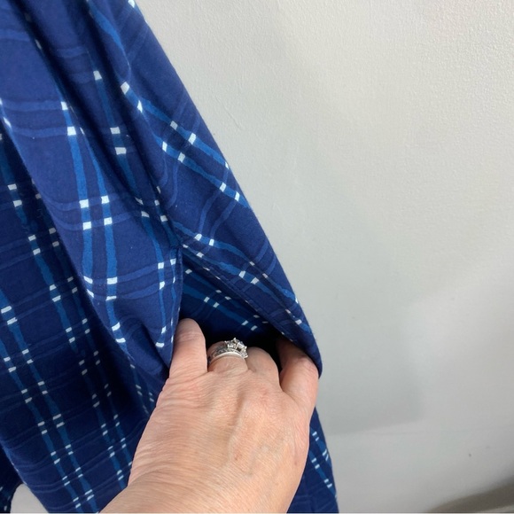 Madewell Embroidered Puff-Sleeve Babydoll Dress in Indigo Plaid Size XS - Picture 8 of 13